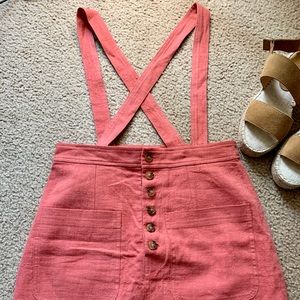 Linen overall skirt (salmon color)